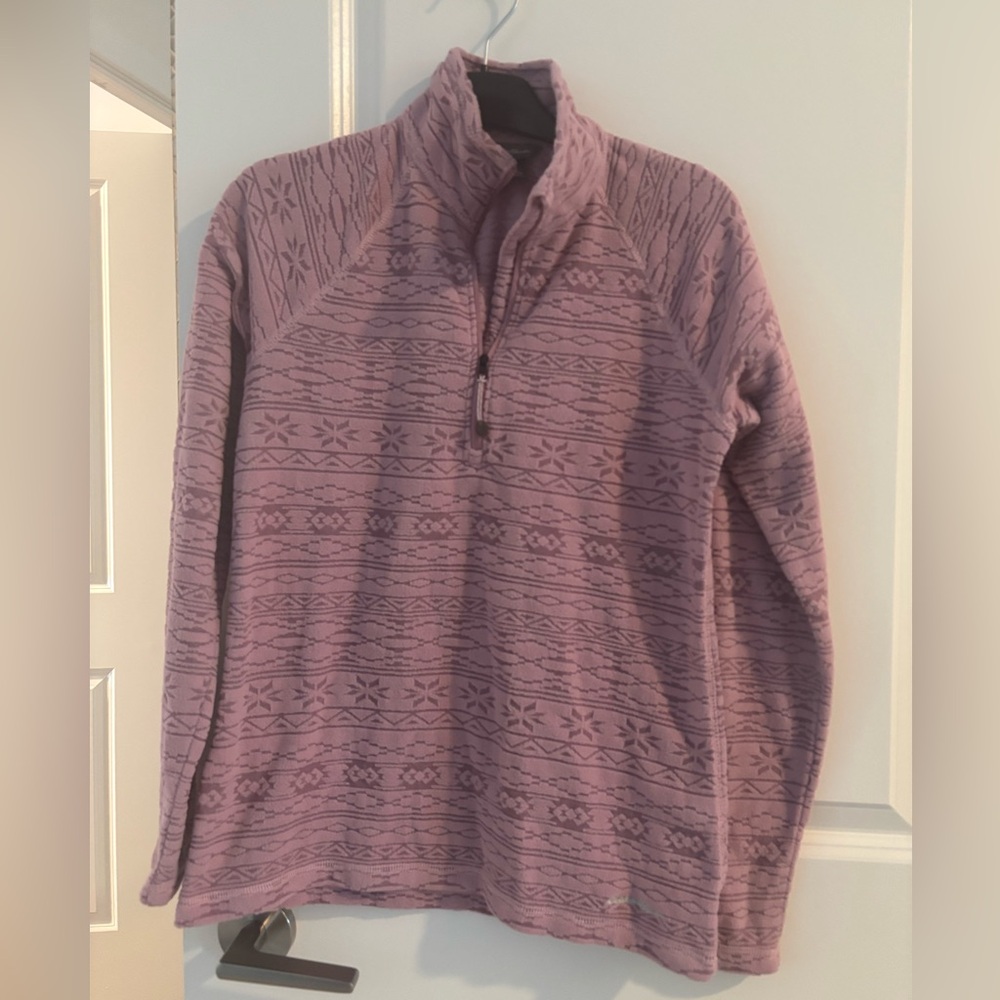 Eddie Bauer women’s Lavender Patterned Zip-Up Sweatshirt NWOT